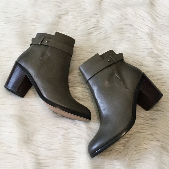Gray leather booties Clearance